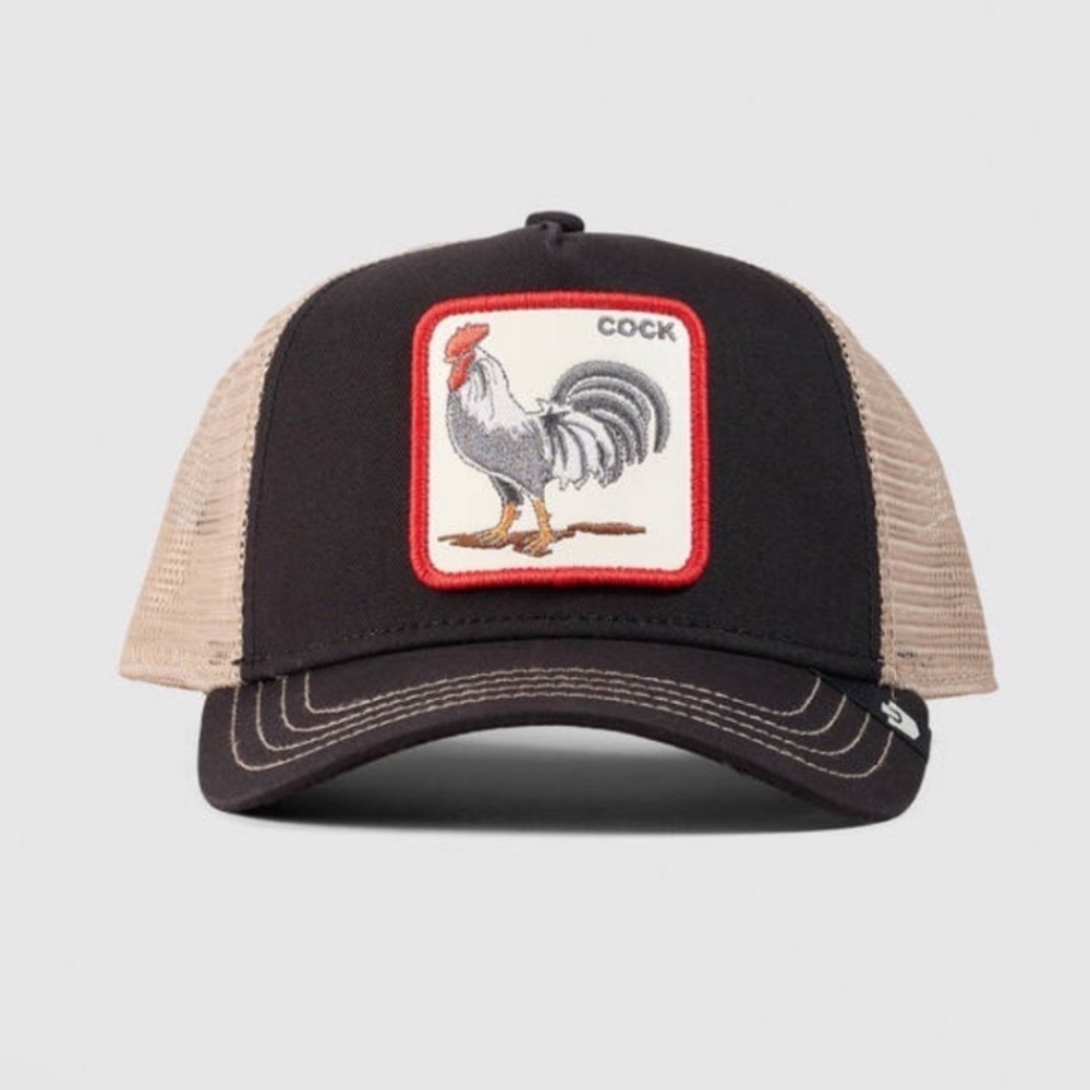 Goorin Bros The Rooster Trucker Cap Black Mesh Snapback Hat Animal‎ Farm Hat